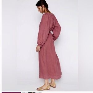 Nobonu Polish linen Bonton maxi dress in pink one size